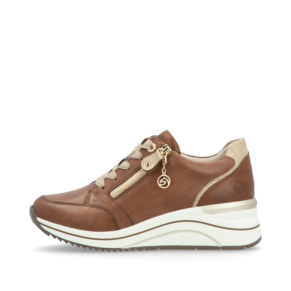Sneakers | D0T03 Brown & Gold Zip