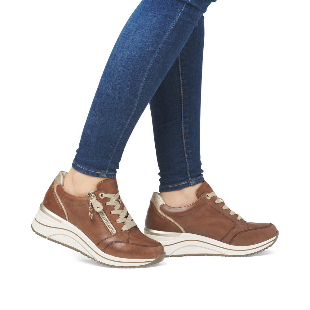 Sneakers | D0T03 Brown & Gold Zip